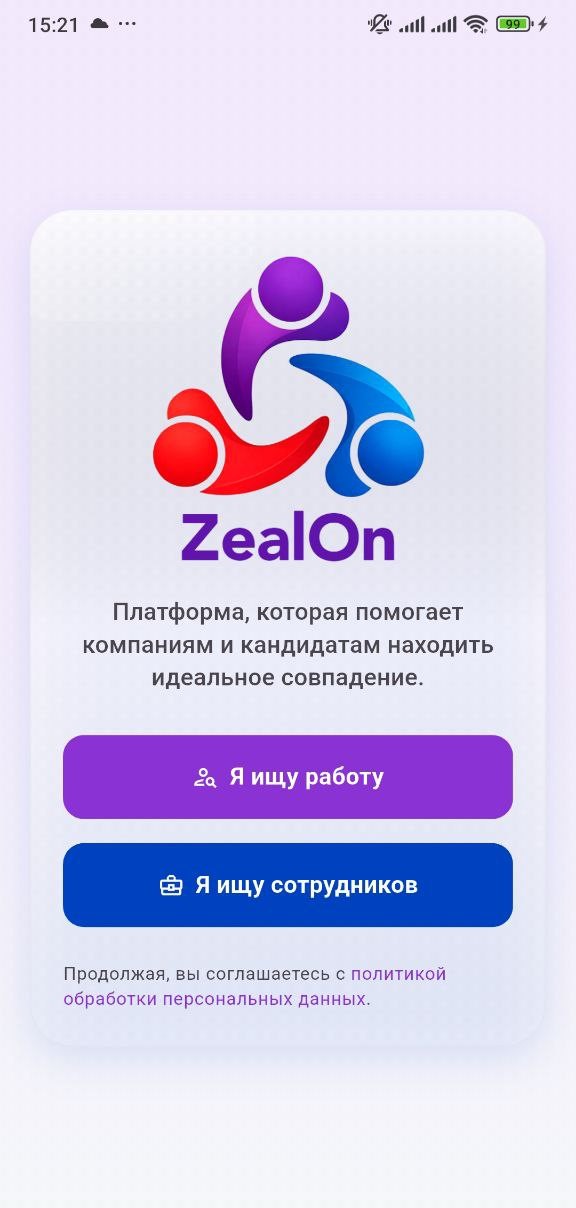 Главный экран ZealOn